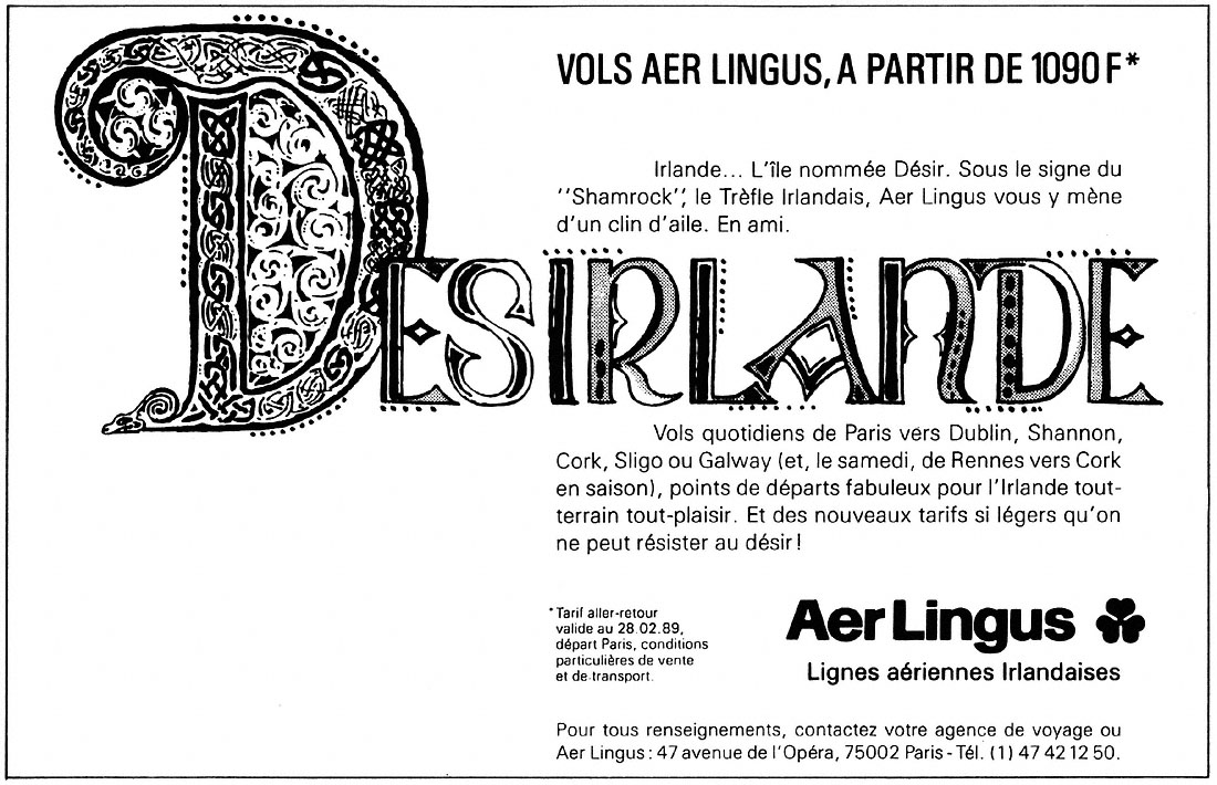 Publicité Aer Lingus 1989